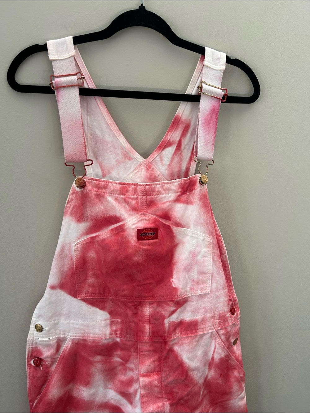 Dickies X Urban Behaviour Hand Dyed Custom Tie Dye Bib Utility Pink Overalls - Picture 8 of 9